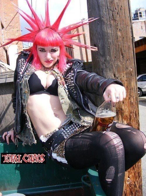 Punk Girl with Red Spiky Hair